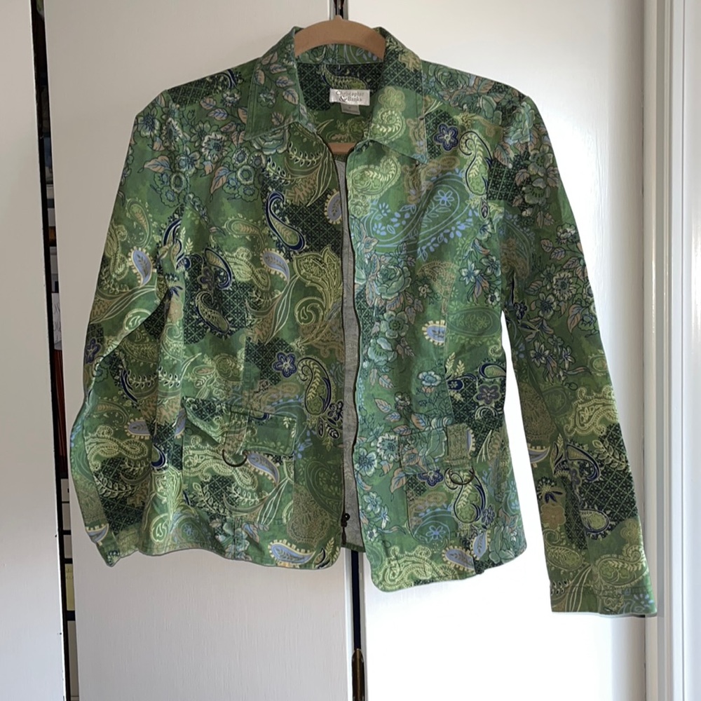 Christopher & Banks paisley 100% cotton zipper jacket
